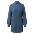 thumbnail image 4 of Kcodviy Automne Hiver Robe d'Hiver Formelle à Manches Longues pour Femmes Col Roulé Couleur Unie Robes Décontractées Robe Chandail Tendance Robe Chandail pour Dames Robe d'Hiver, 4 of 5