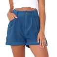 thumbnail image 1 of Aayomet Shorts de Mode pour Femmes Shorts de Plage Décontractés (Bleu, L), 1 of 5