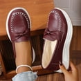 thumbnail image 5 of SYMOID Womens Wine Platform Loafers - Comfortable Pu Faux Leather Shoes with Bow Accent, Slip-Resistant Shock-Absorbent Sole, Wide Size 36-43 for Work & Casual Daily Use,Size 38, 5 of 8