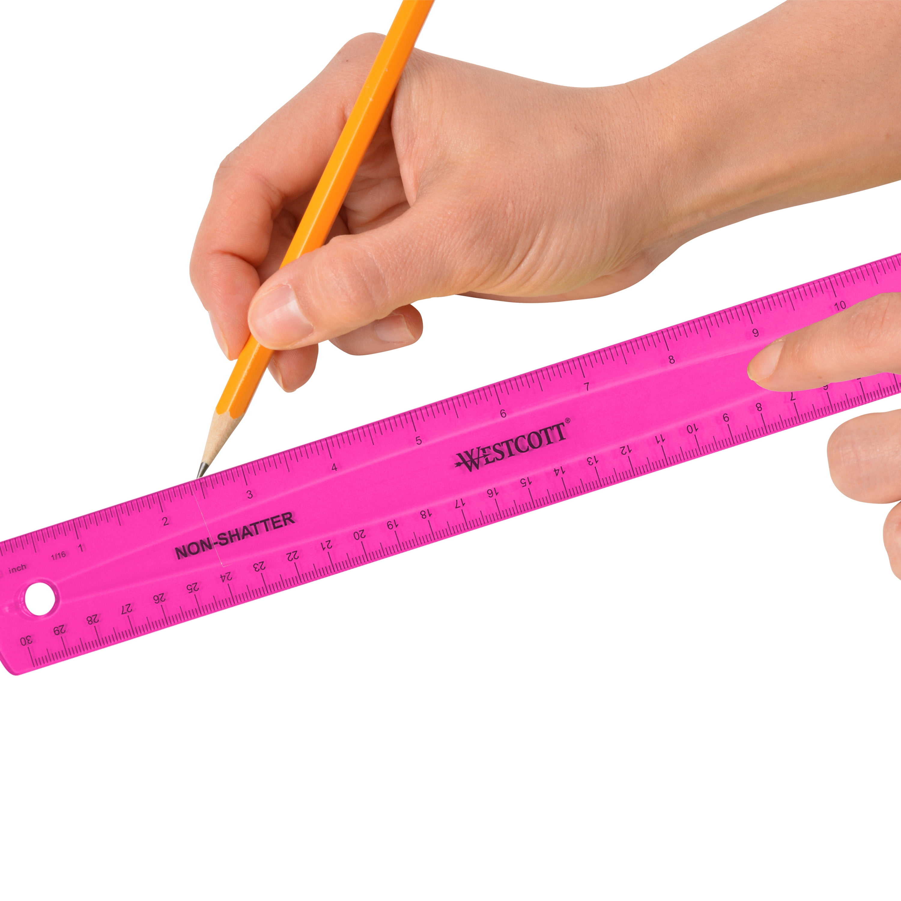 Westcott 12" Shatterproof Ruler, Multicolor, Plastic, Metric/Imperial for Middle School