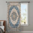 thumbnail image 4 of Boho Blue Sheer Curtains 45 Inches Long, Retro Tribal Traditional Distressed Printed Light Filering Curtains, Breathable Simi Curtain Privacy Drapes for Kitchen Bathroom Small Window Treatment, 4 of 9