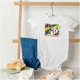 thumbnail image 4 of Cool Retro MTV Cassette Tapes Logo Romper Boys or Girls Infant Baby Brisco Brands NB, 4 of 6