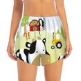 thumbnail image 2 of Pofeuu Farmfield with Cute Animals Print Women's Athletic Shorts Running Workout Shorts Tummy Control Quick Dry Gym Shorts with Pockets Double layer sports shorts-Small, 2 of 7