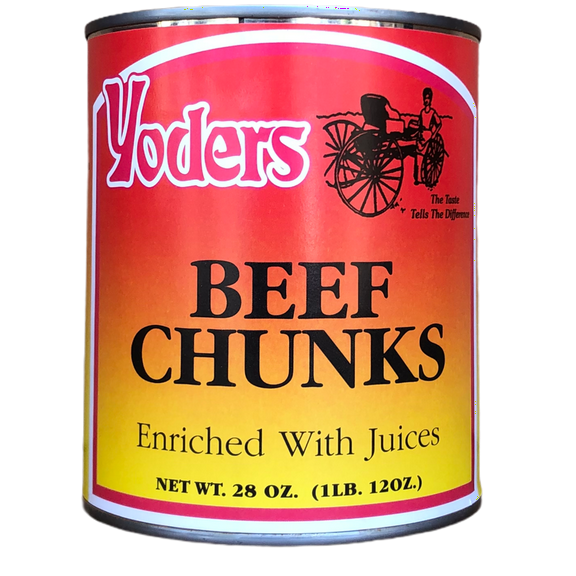 Yoders Fresh Real Canned Beef Chunks Fully Cooked 14 Servings/#2.5/28oz/Can Emergency Long Storage Food- Single Can