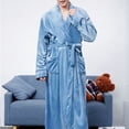 thumbnail image 4 of Whlbf Pyjama Set for Women Clearance Thick Flannel Solid Color Lapel Home Clothes Long Sleeved Hooded Robe Coat, 4 of 5