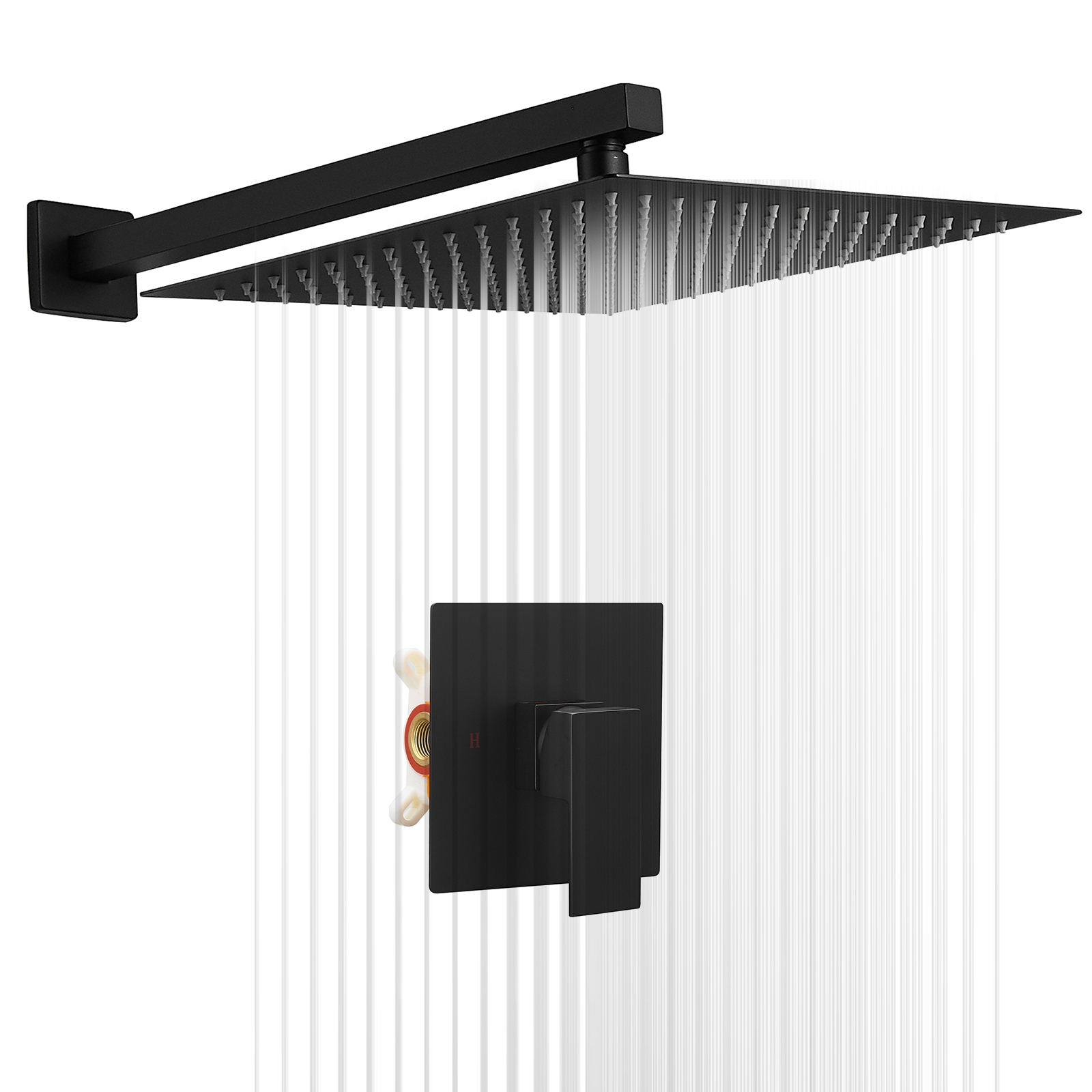 BWE Single Function Shower Trim Kit with Roughin Valve, Bathroom Rain