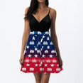 thumbnail image 3 of Women's Casual Square Neck Dress, Sleeveless Summer Sundress with Elastic Waist and Patriotic Print, Comfortable Holiday Apparel,Wine S, 3 of 4