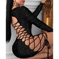 thumbnail image 4 of Vestido sexy HUOGUO ajustado sin espalda con estampado de leopardo para mujer, 4 of 5