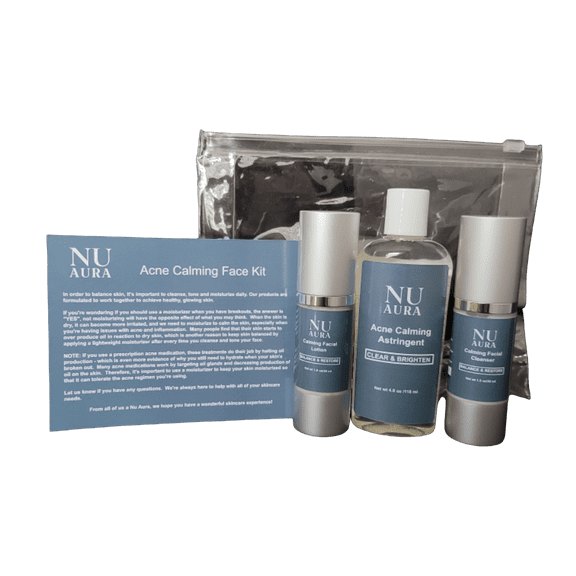 Nu Aura Skincare Acne Calming Face Kit - Balance & Soothe Acne Prone Skin Without Drying or Flaking! Get Clear Skin!