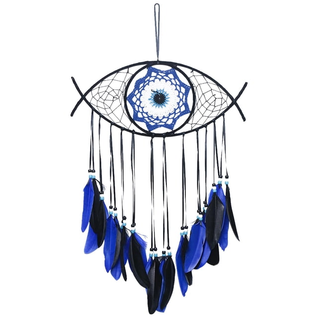 Atrapasueños para colgar en la pared, atrapasueños de plumas para coche, oficina, color azul Azul negro
