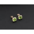 thumbnail image 4 of Dazzlingrock Collection 5mm Round Peridot & White Diamond Halo Screwback Stud Earrings for Women (0.10 ctw, Color I-J, Clarity I2-I3) in 10K Rose Gold, 4 of 6