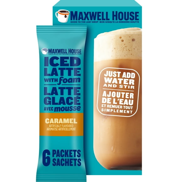 Maxwell House Caramel Iced Latte with Foam Drink Mix, 165 g 6 Packets, MW ICED LATTE FOAM CARAMEL 165G