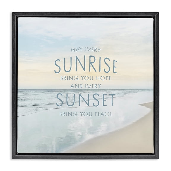 Stupell Industries Shabby Chic Sunrise & Sunset Statement Black Floating Frame Canvas Art, 18 x 18, by Natalie Carpentieri