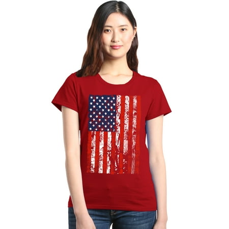 Shop4Ever Women's United States of America Flag USA 4th of July Graphic