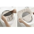thumbnail image 4 of Comfortable Thickened Toilet Seat Cushion Universal Toilet Cover Toilet Cover, Bathroom Soft Thicker Stretchable Toilet Seat Cover U-Shaped Seat Cover Pads (Beige), 4 of 9