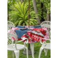 thumbnail image 2 of Outdoor Tablecloth with Umbrella Hole and Zipper, Valentine's Day Round Table Cloth 60 Inch Waterproof Tablecloth, Gnomes Roses Loves Romantic Watercolor Picnic Table Cover for Patio Camping, 2 of 7