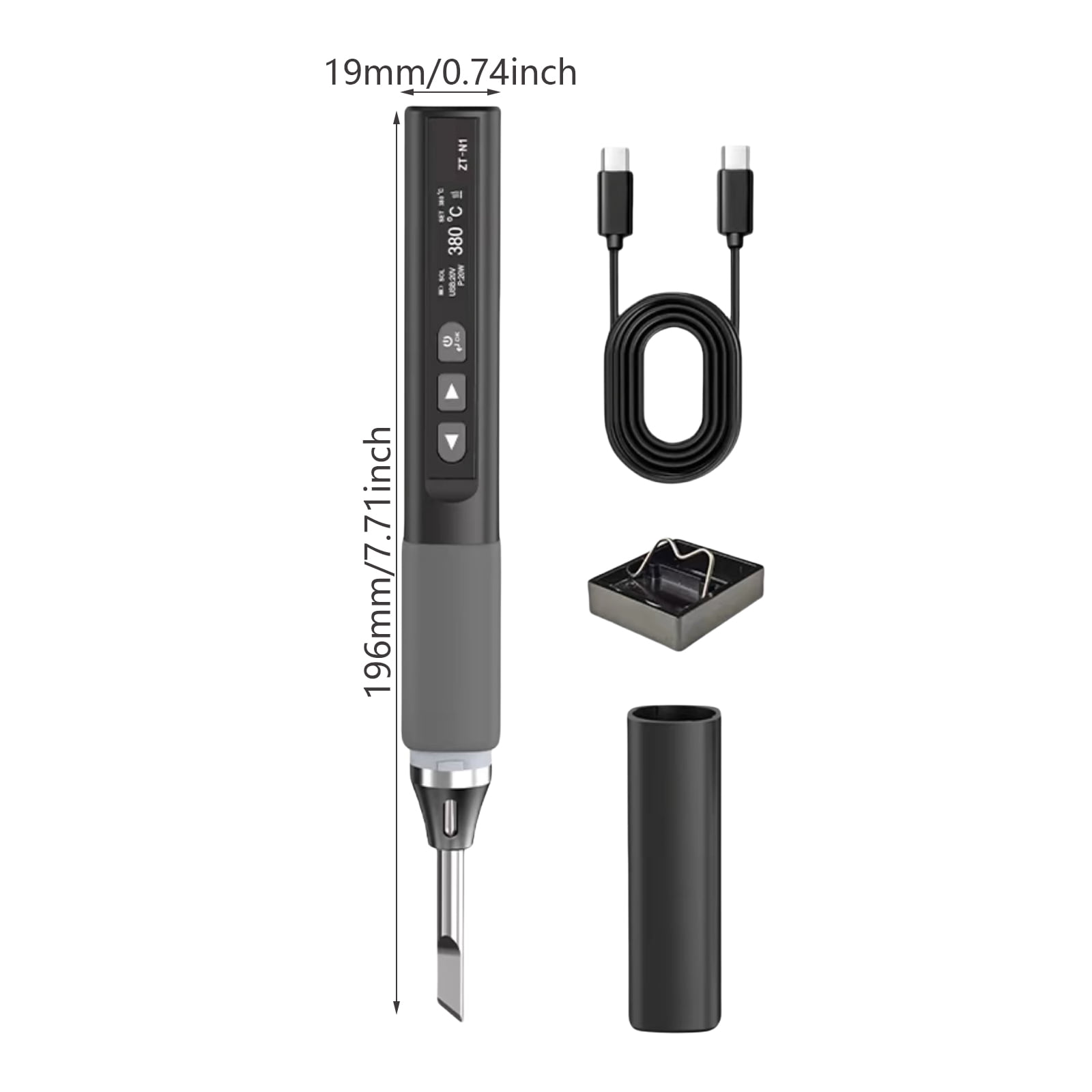 96W Intelligent Electric Soldering Iron 100-450℃ Rapid Heating Soldering Pen Temp Calibration Voltages Adjust Portable