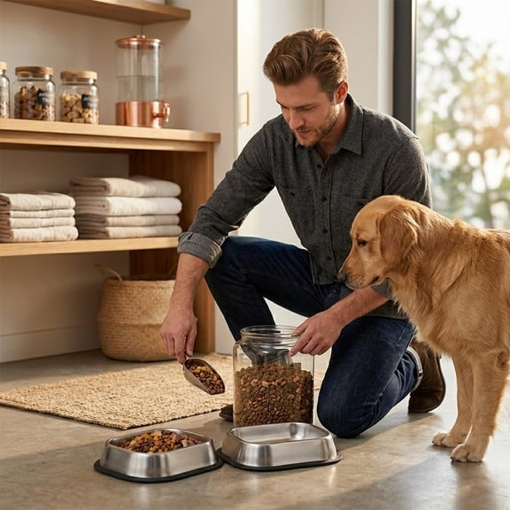 Square Dog Bowl Stainless Steel Pet Food and Water Bowl Non- Tip-Proof Pet Feeding Dish for Cats Dogs Food-Grade Dishwasher Safe