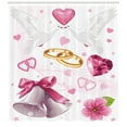 thumbnail image 3 of Ambesonne Pink White Shower Curtain, Wedding Rings Hearts, 69"Wx84"L, Pink White Orange, 3 of 3
