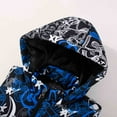 thumbnail image 3 of Boy's Warm Puffer Vest Coat Funny Printed Sleeveless Jacket With Hood Blue White Scrawl Size 12, 3 of 6