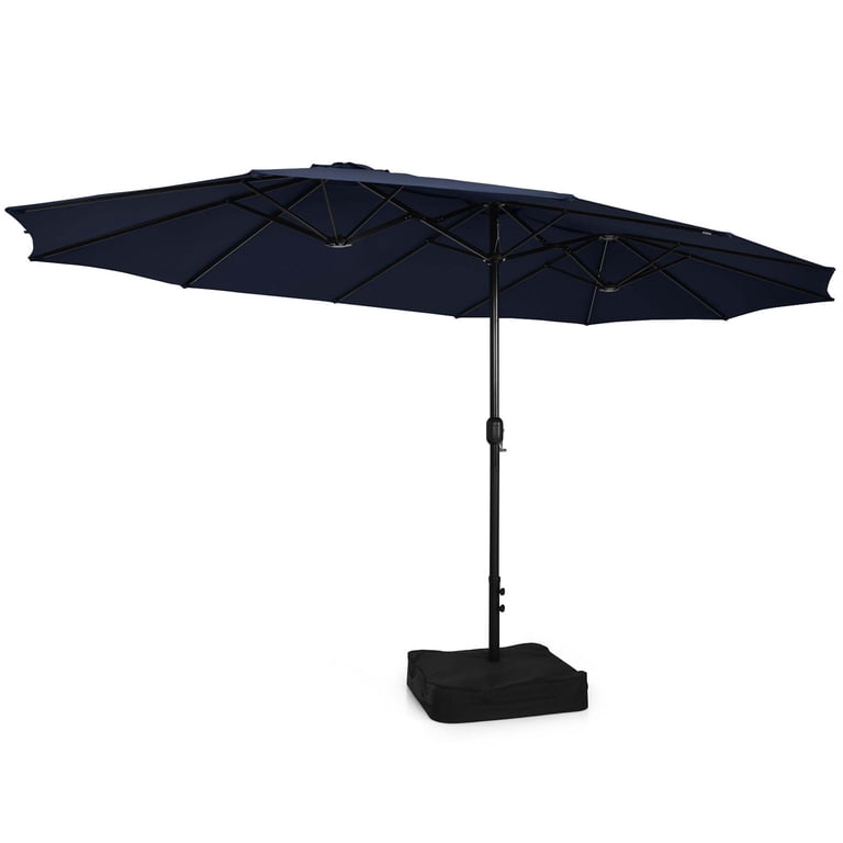 large rectangular patio umbrellas PHI VILLA 15ft Umbrella with Base & Solar Lights, Rectangle,Navy Mosaic 9ft Striped Fade-Resistant Using a sturdy one Skull Cap Color:SLATE