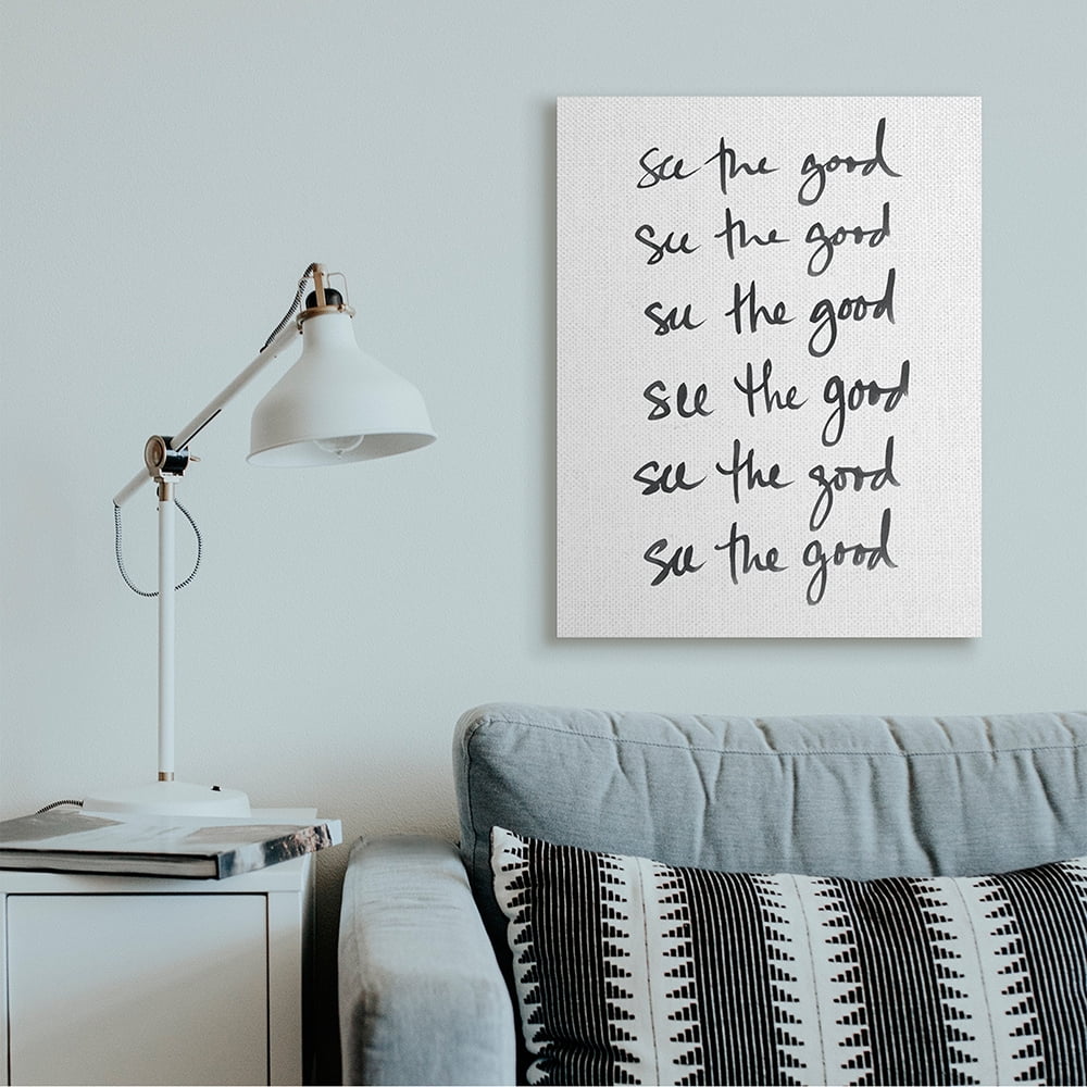 Stupell Industries See The Good Repeated Text Minimal Black White Canvas Wall Art by SD Graphics Studio