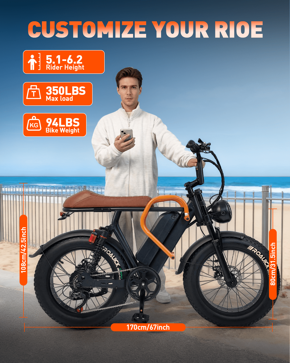 BroPath Electric Bike for Adults 1500W Peak , 30MPH Electric Bike,40 Mlies, 20" Fat Tire E-Mountain Bikes, 48V 15Ah Removable Battery Ebike, Dual Suspension, UL 2849