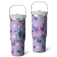 thumbnail image 2 of 1pc Butterfly 30oz Tumbler with Straw & Handle - Insulated Stainless Steel Cup | Holiday Gift for Man Women (Christmas, Valentine's, Birthday), 2 of 7