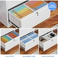 thumbnail image 5 of 43.62" H Lateral File Cabinet with 3 Drawer,Metal Wide Filing Cabinet with Locks and Business Card Slot for Home Office School Hanging Letter/Legal/F4/A4 Size Folders,Required Assembly,White, 5 of 14