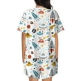 thumbnail image 6 of Daiia Cartoon Space Pattern Womens Pajama Sets Short Sleeve Pajamas for Women Sets Soft Lounge Sets Casual Round Neck Sleepwear PJS-X-Large, 6 of 7