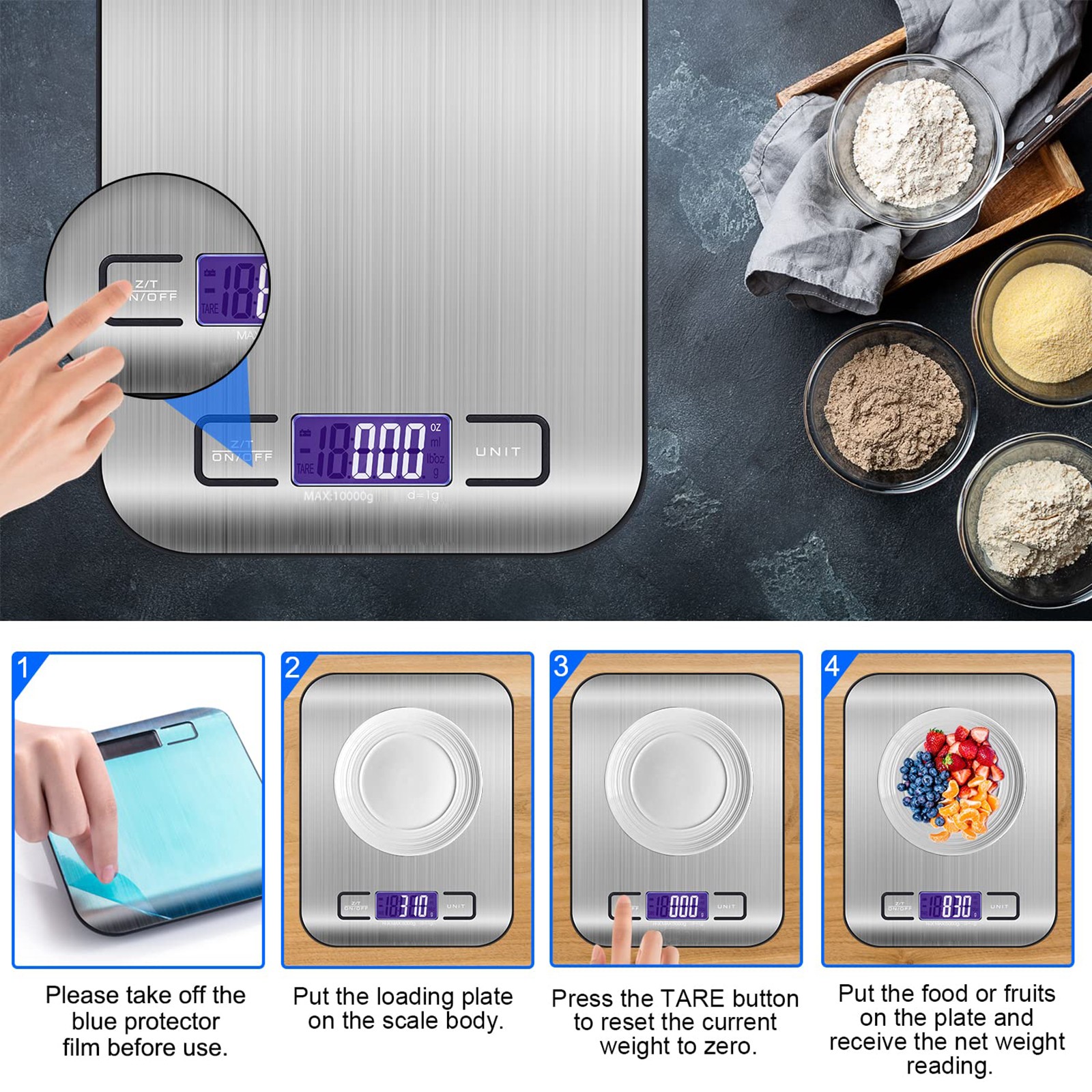 Bn-link 22 Lb Digital Kitchen Scale, Silver photo 5