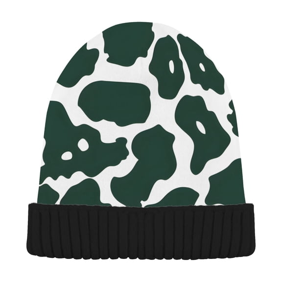 joogoo Green Leopard Pattern Beanie Hats Men Women Cuffed Skull Cap Winter Warm Knit Thick Beanies
