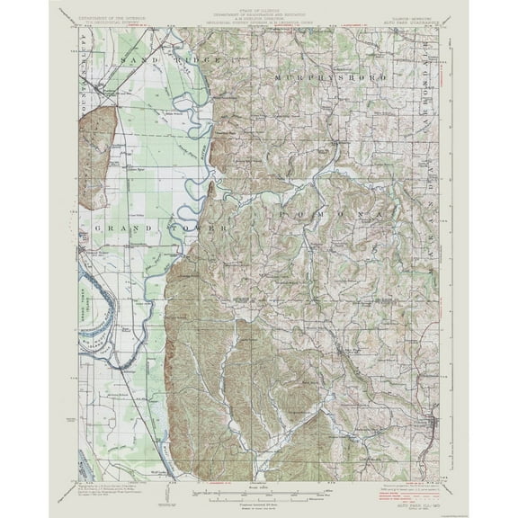 Topographical Map - Illinois Missouri Alto Pass Quad - USGS 1922 - 23 x 28.35 - Vintage Wall Art