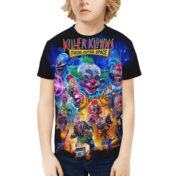 Killer Klowns From Outer Space T-Shirt for Boys Girls Youth, 3D Printed Graphic T-Shirts Short Sleeve Summer Casual Tee Shirts for Kids