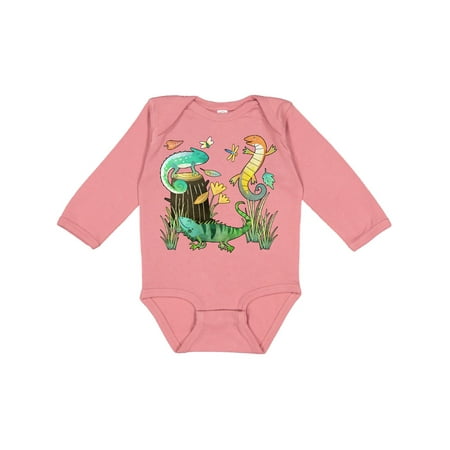 

Inktastic Cute Lizards Hanging out Gift Baby Boy or Baby Girl Long Sleeve Bodysuit