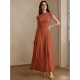 thumbnail image 5 of Womens Elegant Redwood High Neck Cap Sleeve A-Line Long Dress, 5 of 6