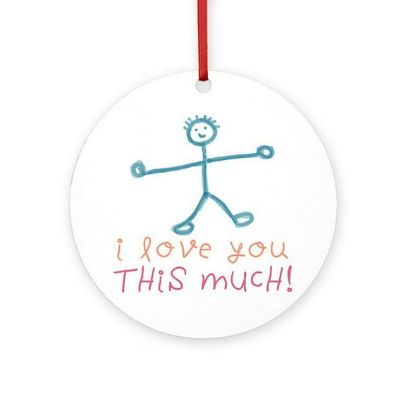 CafePress - I Love You This Much -  Round Wood Ornament 4"