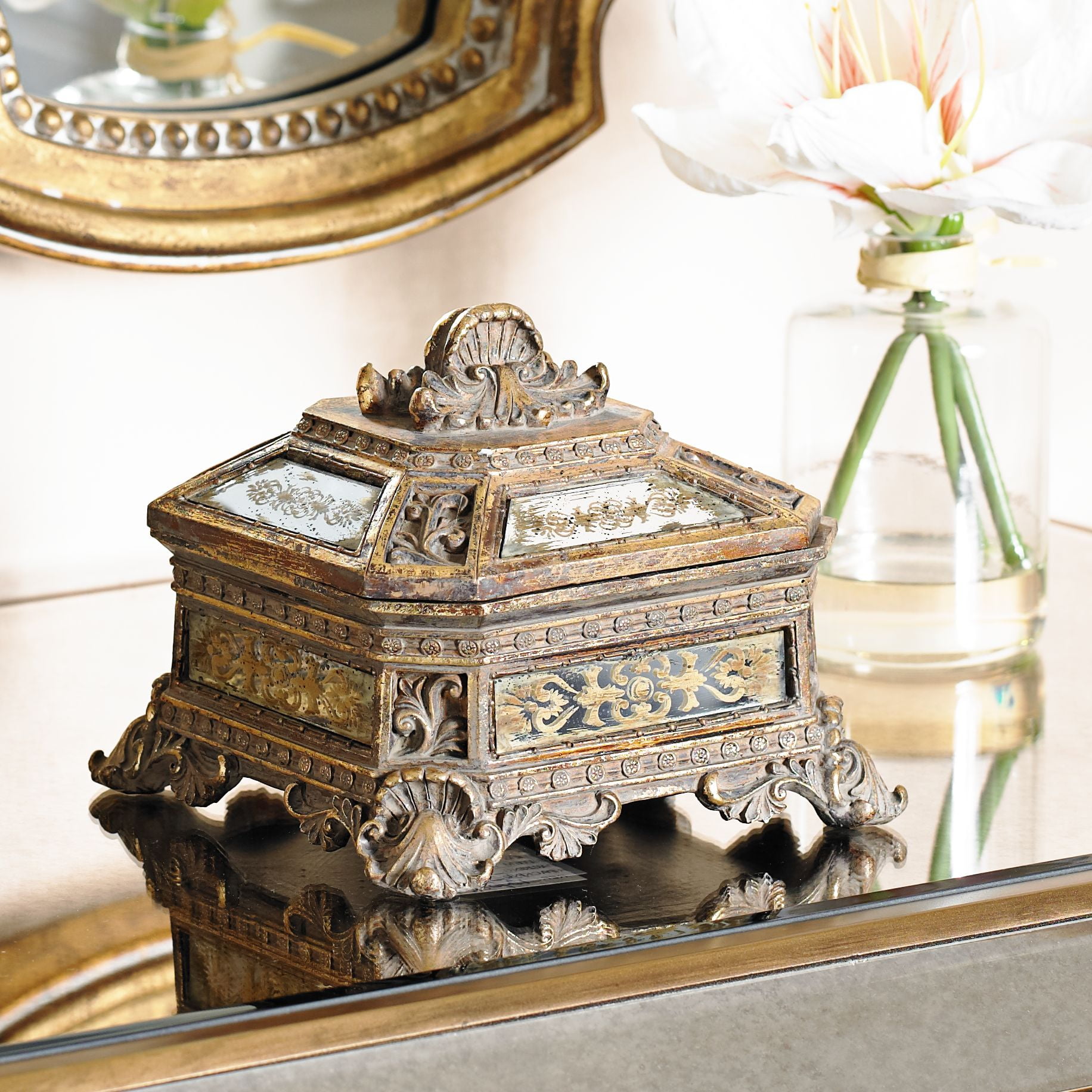 Kensington Hill Randa Antique Gold Mirrored Tray