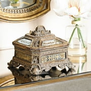 Kensington Hill Florentine 5 3/4" Wide Antique Gold Mirrored Jewelry Box
