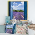 thumbnail image 3 of Designart 'View of Lavender Field Through Blue Open Cottage Window' Farmhouse Framed Art Print, 3 of 4