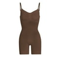 thumbnail image 5 of PEASKJP Shapewear Thong for Women Firm Control Crew Neck Body Suits for Womens Ribbed Seamless Tops, Coffee S, 5 of 5