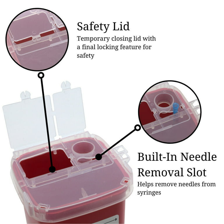 Sharps Container Biohazard Needle Disposal - 1 Quart