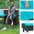 thumbnail image 6 of Patiojoy 3PCS Patio Wicker Rattan Bar Set Table w/2 Turquoise Cushioned Stools, 6 of 10