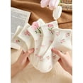 thumbnail image 3 of Women's 5 Pairs Ankle Socks Coquette Bow Floral Patterned Breathable Kawaii Socks, 3 of 6