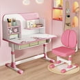 thumbnail image 2 of YNCE Kids Table and Chairs Set 5-16,Height Adjustable Children Study Desk Chair Set,Multifunctional Writing Desk Table with Drawer,Bookstand,Ergonomic Learning Drawing Table for Girl Boy, 2 of 10