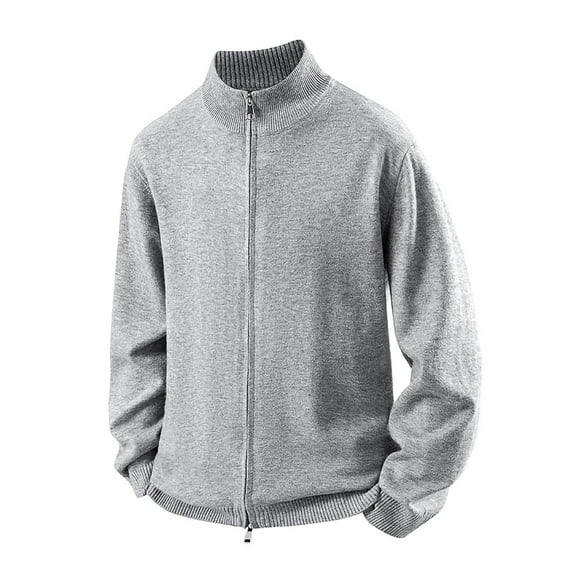 Mans Long Sleeve Shirt, Mens Cardigan Sweaters Knitting Cotton Full Zip Up Casual Stand Collar Knitted Sweater