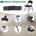 thumbnail image 3 of HOUSNIFLEX 4-Pack Fabric Folding Chairs, Padded Seat & Back, Heavy Duty Metal Frame, Portable Foldable Chairs for Home, Party & Events, Black, 3 of 9
