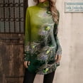 thumbnail image 1 of Hauts pour Femmes, Col Roulé Boutonné, T-Shirts Décontractés à Manches Longues, Mode Imprimée, Pull-Over Bleu L, 1 of 5