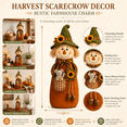 thumbnail image 2 of Fall Scarecrow Tabletop Decoration, Rustic Harvest Figurine for Mantel, Entryway Table, Sideboard, Console, Shelf, Thanksgiving Display, Farmhouse Home Decor, and Autumn Party Accent, B, 2 of 6