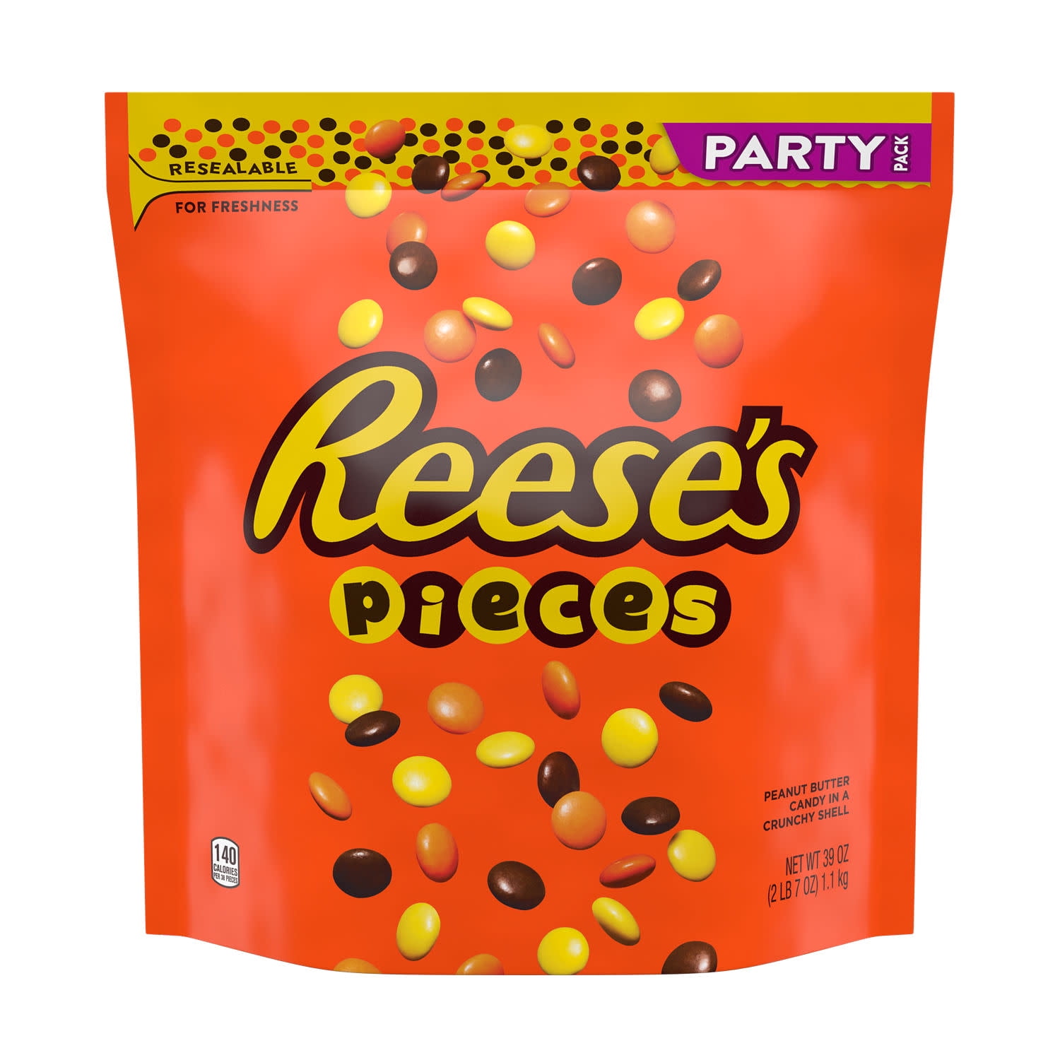 Reese's Pieces Peanut Butter In a Crunchy Shell Candy, Party Pack 39 oz